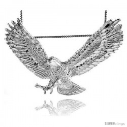 Sterling Silver Large Eagle Pendant, 2 1/2 in wide -Style 4p263