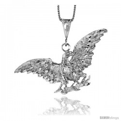 Sterling Silver Eagle Pendant, 2 3/16 in. X 3/4 in (mmX20 mm)