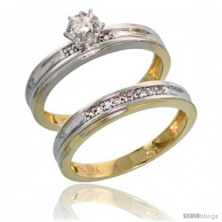 10k Yellow Gold Ladies' 2-Piece Diamond Engagement Wedding Ring Set, 1/8 in wide -Style 10y120e2