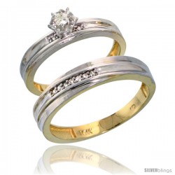 10k Yellow Gold 2-Piece Diamond wedding Engagement Ring Set for Him & Her, 3.5mm & 4mm wide -Style 10y120em