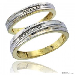 10k Yellow Gold Diamond 2 Piece Wedding Ring Set His 5mm & Hers 3.5mm -Style 10y120w2