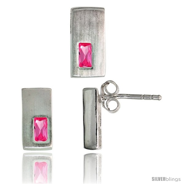 https://www.silverblings.com/17108-thickbox_default/sterling-silver-matte-finish-rectangular-earrings-11mm-tall-pendant-slide-11mm-tall-set-w-emerald-cut-pink.jpg