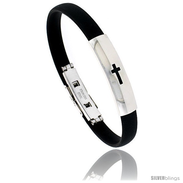 https://www.silverblings.com/1712-thickbox_default/stainless-steel-rubber-cut-out-cross-bangle-bracelet-3-8-in-wide.jpg