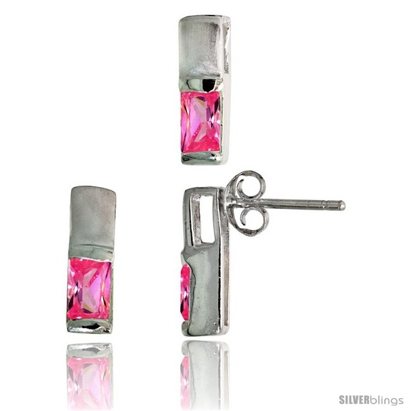 https://www.silverblings.com/17122-thickbox_default/sterling-silver-matte-finish-rectangular-earrings-13mm-tall-pendant-slide-13mm-tall-set-w-emerald-cut-pink.jpg