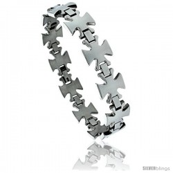 8 1/2 in. Stainless Steel Maltese Cross Bracelet, 5/8 in. (15 mm) wide