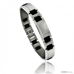 Stainless Steel and Rubber Bracelet, 8 in long -Style Bss9