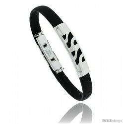 Stainless Steel & Rubber Bracelet, 3/8 in wide, 8 in long -Style Bss90