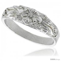 Sterling Silver Floral Ring Polished finish 1/4 in wide -Style Ffr427