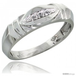 10k White Gold Ladies Diamond Wedding Band Ring 0.02 cttw Brilliant Cut, 3/16 in wide -Style 10w021lb