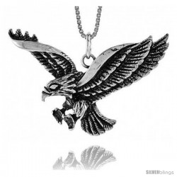 Sterling Silver Eagle Pendant, 1 1/2 in X 3/4 in (mmX20 mm)