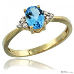 10k Yellow Gold Ladies Natural Swiss Blue Topaz Ring oval 7x5 Stone