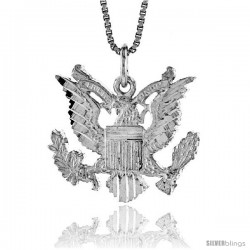 Sterling Silver American Eagle Pendant, 3/4 in X 1 in (mmX24 mm)