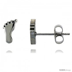 Small Stainless Steel Footprint Stud Earrings, 3/8 in high