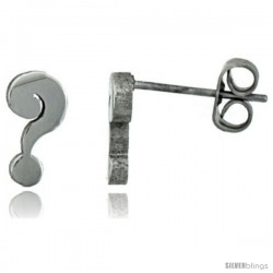 Small Stainless Steel Question Mark Stud Earrings, 3/8 in High