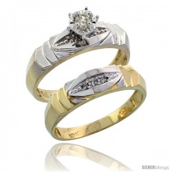 10k Yellow Gold Ladies' 2-Piece Diamond Engagement Wedding Ring Set, 3/16 in wide -Style 10y121e2