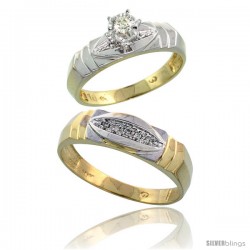 10k Yellow Gold 2-Piece Diamond wedding Engagement Ring Set for Him & Her, 5mm & 6mm wide -Style 10y121em