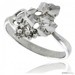 Sterling Silver Grape Vine Ring Polished finish 5/8 in wide