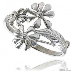 Sterling Silver Daisy Flower Ring 5/8 in wide