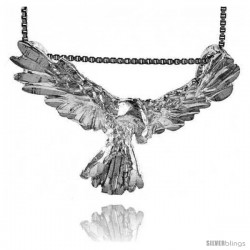 Sterling Silver Eagle Pendant, 1 1/2 in wide