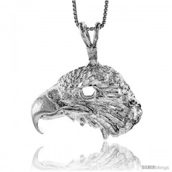 Sterling Silver Large Eagle Head Pendant, 1 in