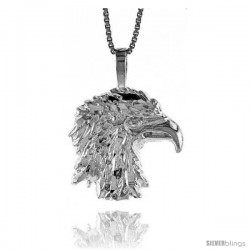 Sterling Silver Eagle Head Pendant, 3/4 in