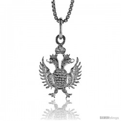 Sterling Silver 2-Headed Eagle Pendant, 3/4 in