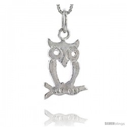 Sterling Silver Owl Pendant, 3/4 in -Style 4p285