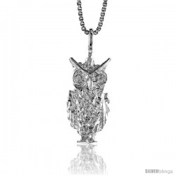 Sterling Silver Owl Pendant, 3/4 in -Style 4p293