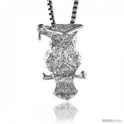 Sterling Silver Owl Pendant, 5/8 in tall