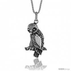 Sterling Silver Owl Pendant, 1 in