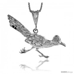 Sterling Silver Roadrunner Pendant, 1 3/4 in wide