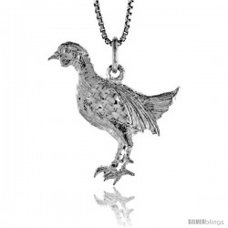 Sterling Silver Chicken Pendant, 7/8 in