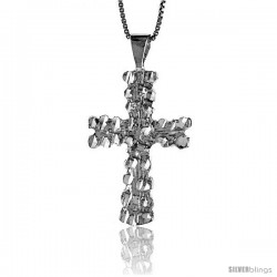 Sterling Silver Nugget Cross Pendant, 1 3/8 in