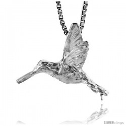 Sterling Silver Hummingbird Pendant, 5/8 in tall