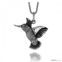 Sterling Silver Hummingbird Pendant, 3/4 in tall