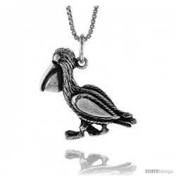 Sterling Silver Pelican Pendant, 3/4 in tall