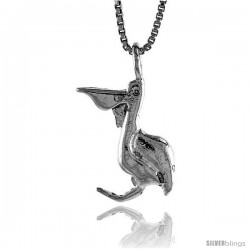 Sterling Silver Pelican Pendant, 3/4 in Tall -Style 4p306