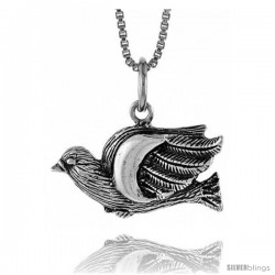 Sterling Silver Dove Pendant, 1/2 in Tall