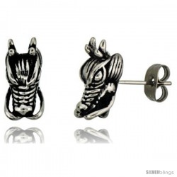 Stainless Steel Dragon Head Stud Earrings, 1/2 in tall