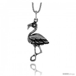 Sterling Silver Flamingo Pendant, 1 1/8 in Tall