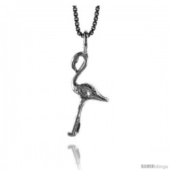 Sterling Silver Flamingo Pendant, 3/4 in Tall