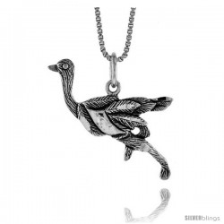 Sterling Silver Ostrich Pendant, 1 1/8 in Tall