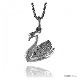 Sterling Silver Swan Pendant, 1/2 in Tall