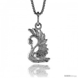 Sterling Silver Swan Pendant, 5/8 in Tall