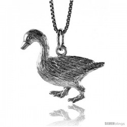 Sterling Silver Goose Pendant, 1 in Tall