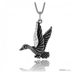 Sterling Silver Duck Pendant, 1 in Tall