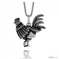 Sterling Silver Rooster Pendant, 1 in Tall