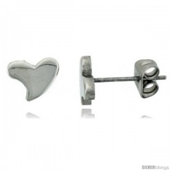 Small Stainless Steel Hearts Stud Earrings, 1/4 in high