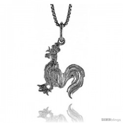 Sterling Silver Rooster Pendant, 3/4 in Tall