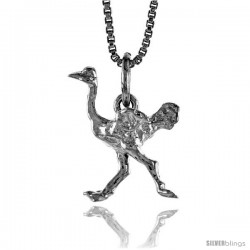 Sterling Silver Ostrich Pendant, 3/4 in Tall